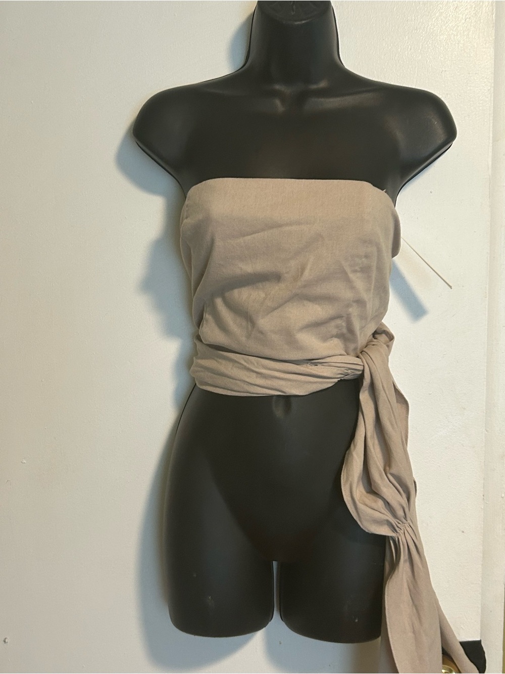 Commence Wrapped Tube Top in Light Beige, Size M